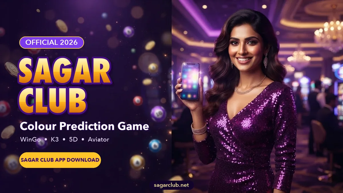Sagar Club official 2026 colour prediction game banner with app download